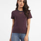 Women's Striped Slim Fit T-shirt Purple