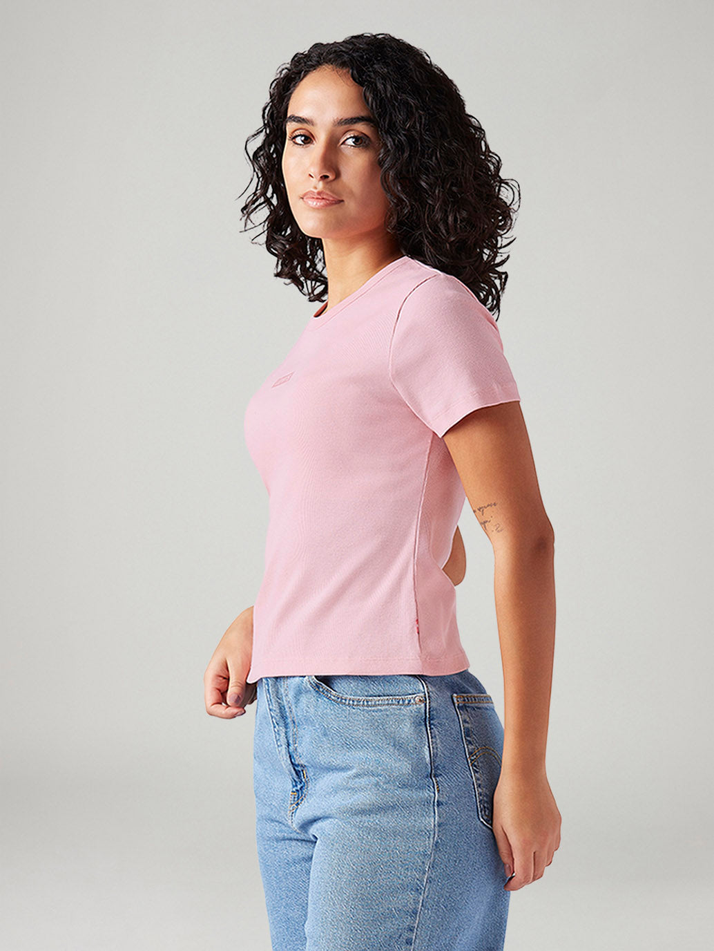 Women's Solid Slim Fit T-Shirt - Side View