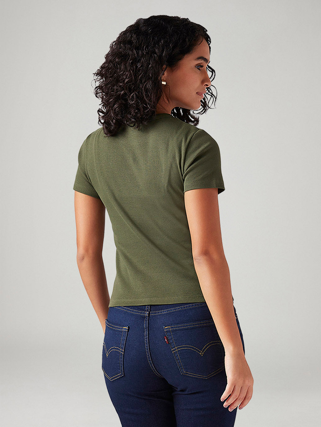 Women's Solid Slim Fit T-Shirt - Back View