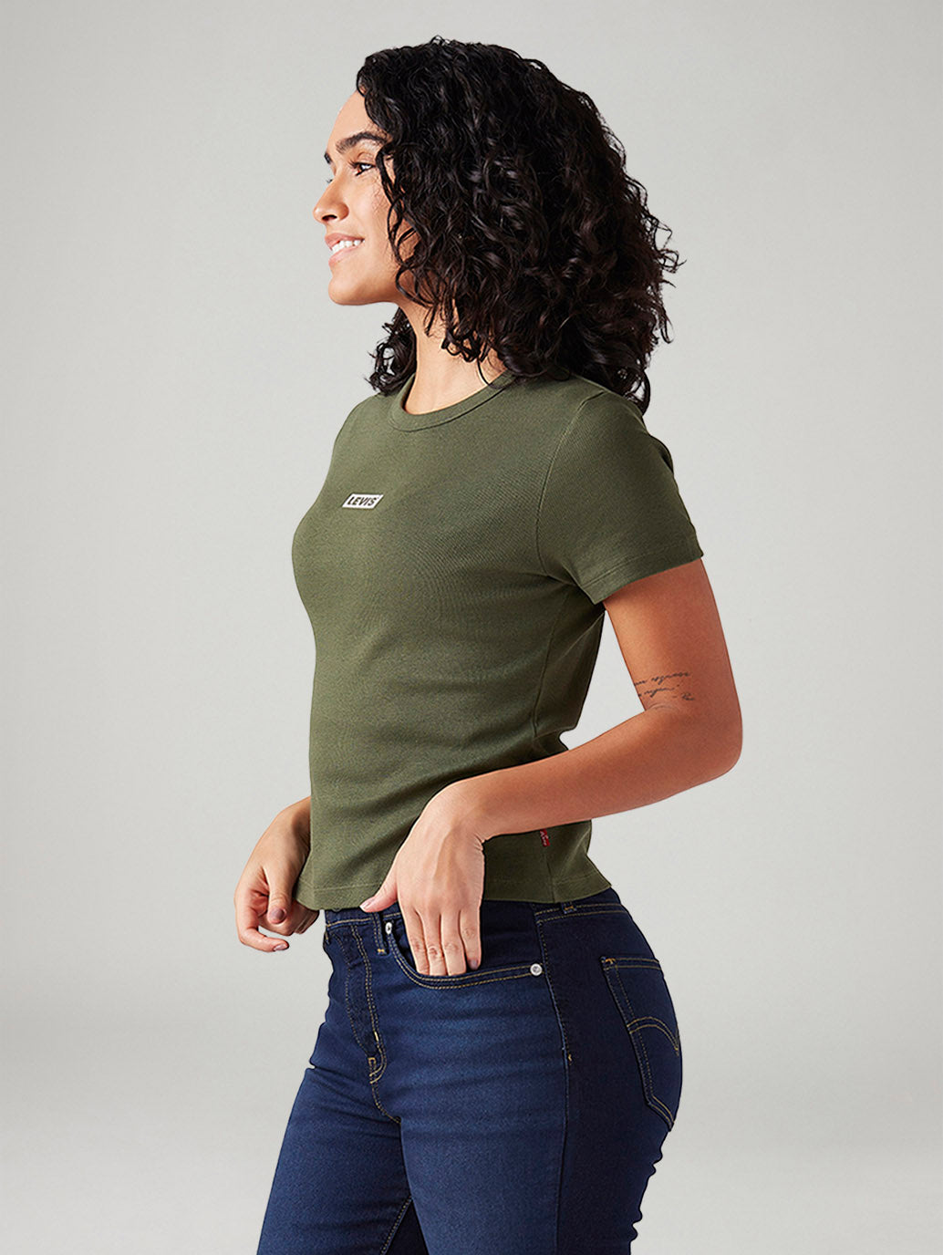 Women's Solid Slim Fit T-Shirt - Side View