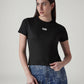 Women's Brand Logo Black Slim Fit Ribbed T-shirt - Front View