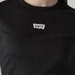 Women's Brand Logo Black Slim Fit Ribbed T-shirt - Detail View