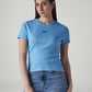 Women's Brand Logo Light Blue Slim Fit Ribbed T-shirt - Styleshot View