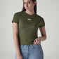 Women's Brand Logo Slim Fit Ribbed T-shirt - 20 View