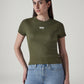 Women's Brand Logo Slim Fit Ribbed T-shirt - 20 View