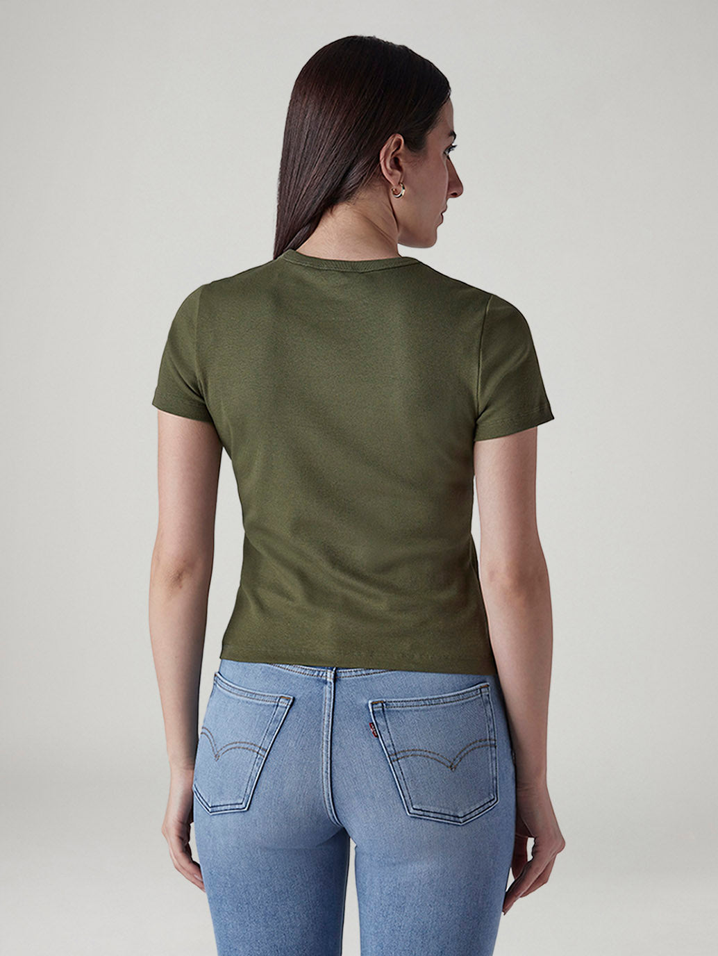 Women's Brand Logo Slim Fit Ribbed T-shirt - 20 View
