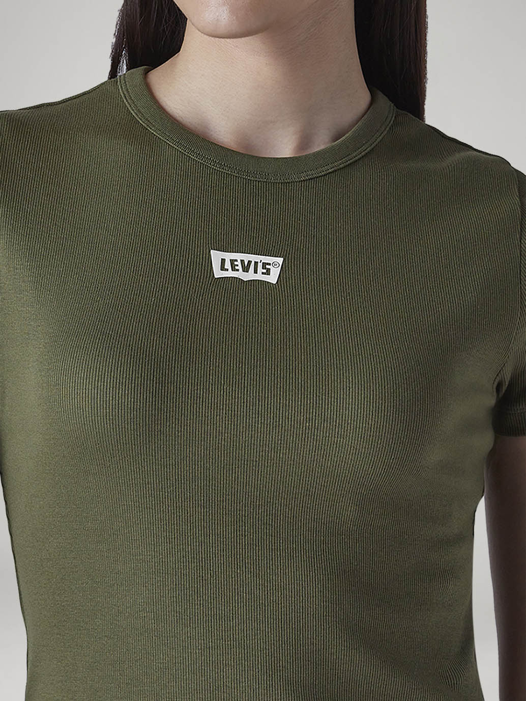 Women's Brand Logo Slim Fit Ribbed T-shirt - 20 View