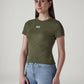 Women's Brand Logo Slim Fit Ribbed T-shirt - 20 View