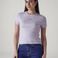 Women's Brand Logo Lavender Slim Fit Ribbed T-shirt - Styleshot View
