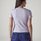 Women's Brand Logo Lavender Slim Fit Ribbed T-shirt - Back View