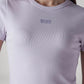 Women's Brand Logo Lavender Slim Fit Ribbed T-shirt - detail View