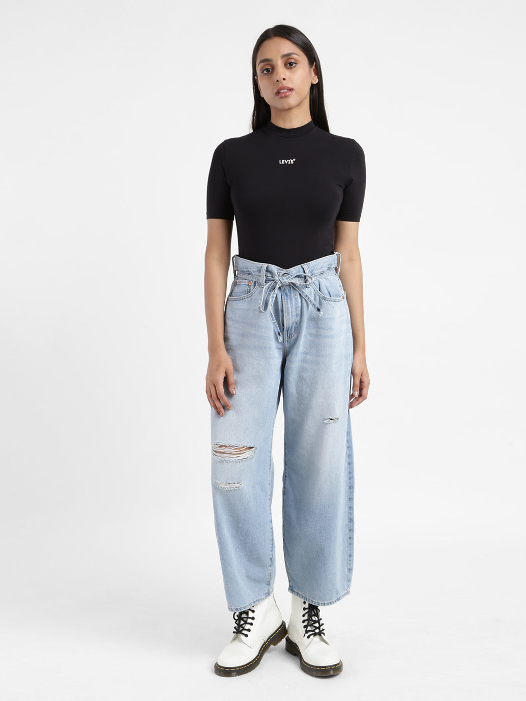 Women's Blue XL Balloon Loose Fit High Rise Jeans