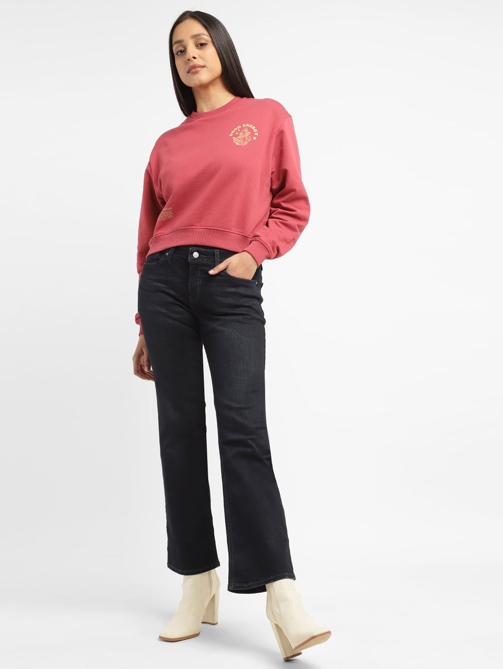 Women's Navy Blue Bootcut Fit Mid Rise Jeans