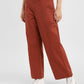 Women's Mid Rise Brown Loose Fit Trousers