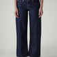 Women's Dark Indigo Loose Fit Low Rise Jeans - Front View