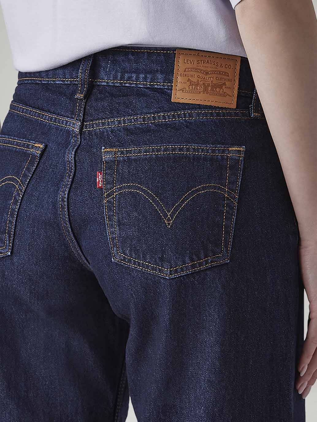 Women's Dark Indigo Loose Fit Low Rise Jeans - Detail View
