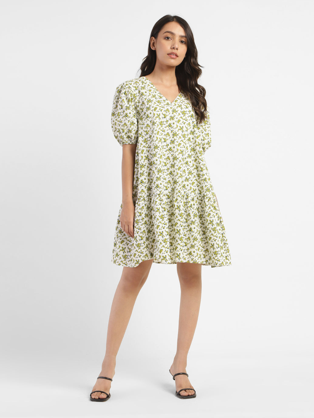 Women's Floral Print V Neck Dress