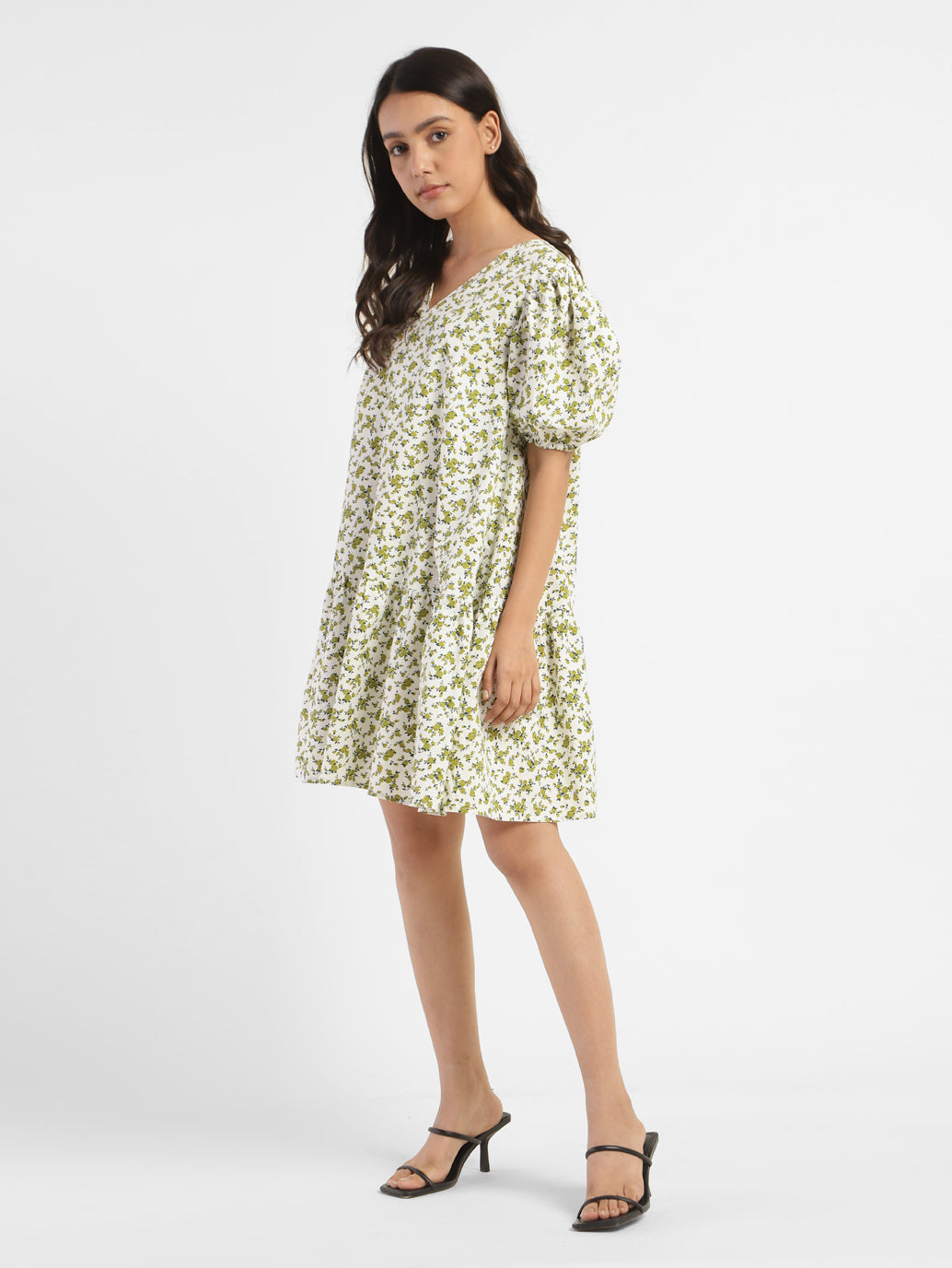 Women's Floral Print V Neck Dress