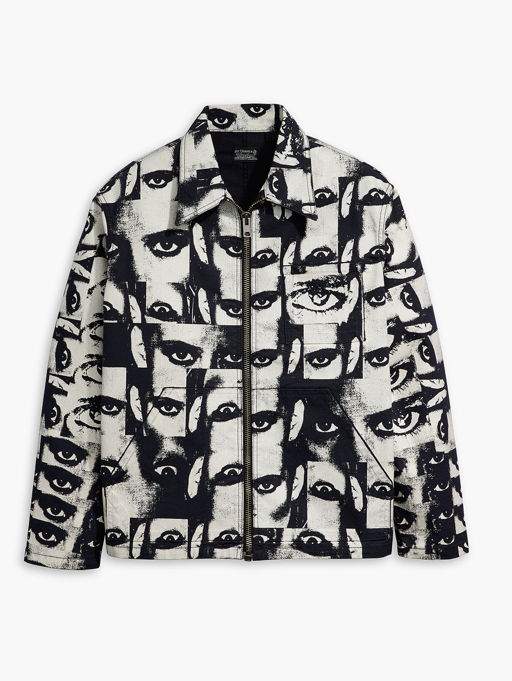 Men's Graphic Print Silver Spread Collar Jackets