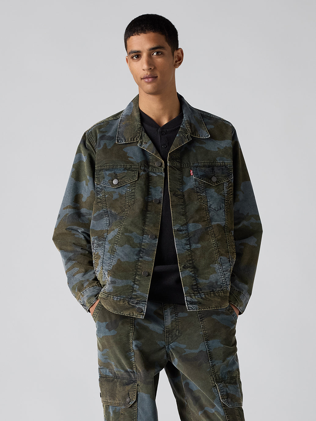 Men's Camouflage Relaxed Fit Denim Jacket