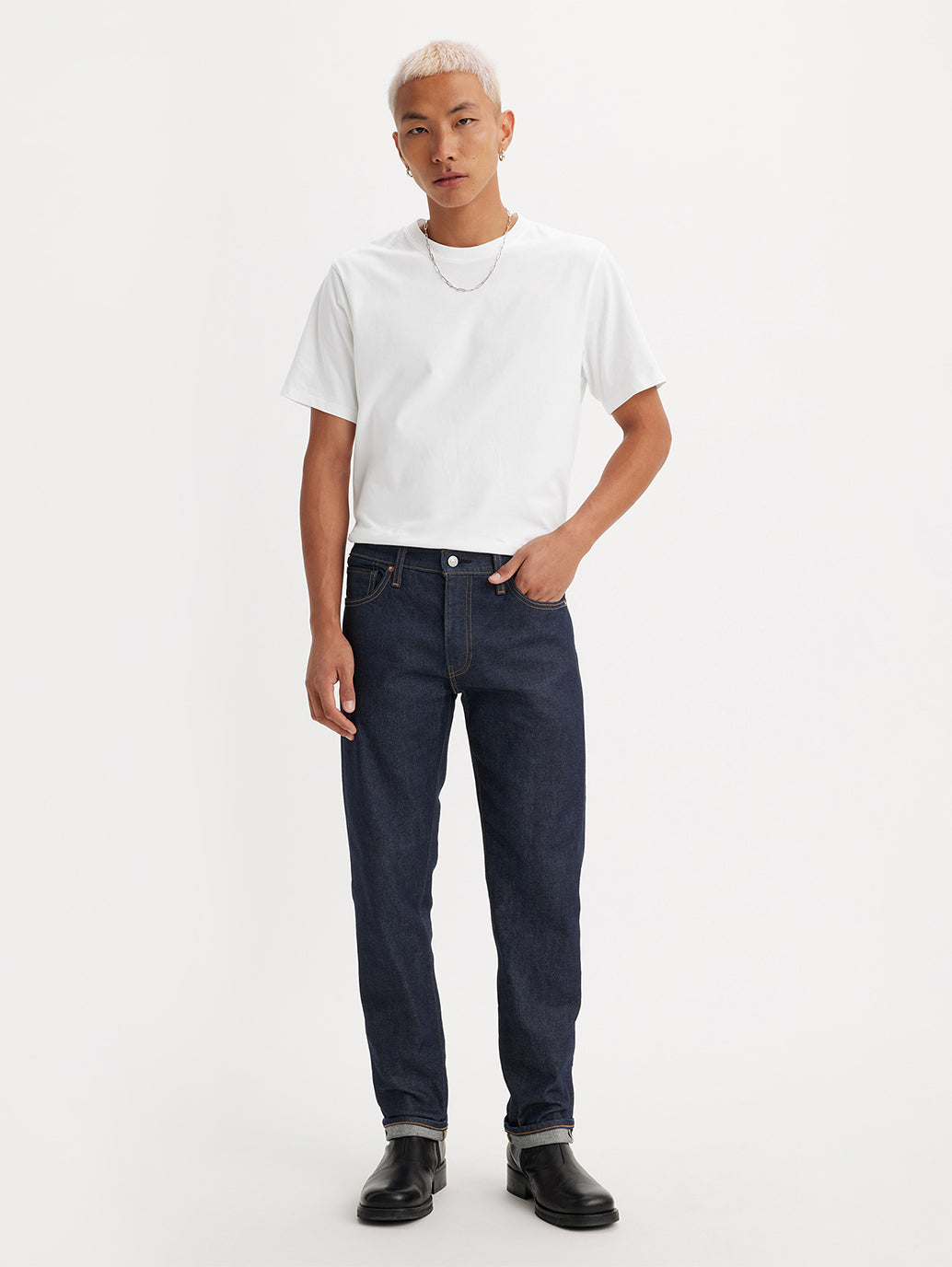 Men's 511 Blue Slim Fit Mid Rise Jeans - ModelFront View