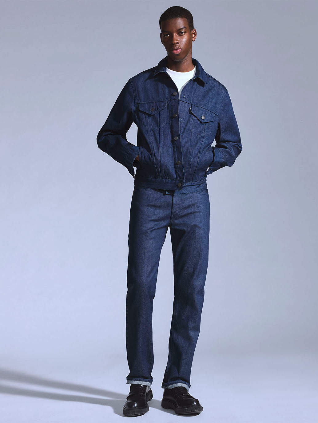 Men's 505 Dark Blue Straight Fit Mid Rise Jeans