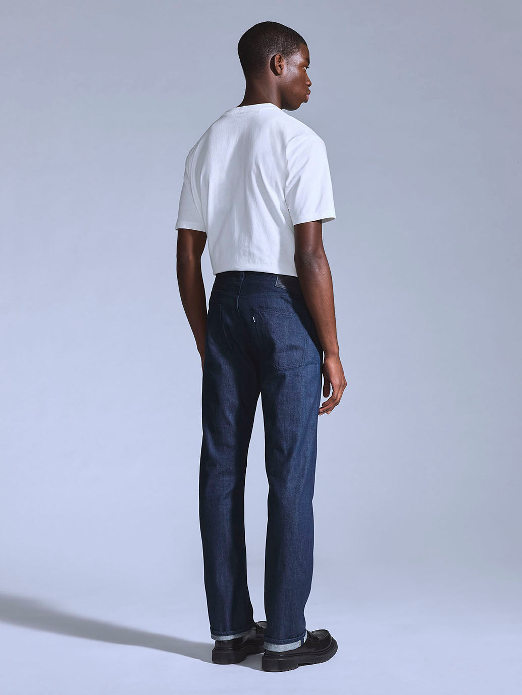 Men's 505 Dark Blue Straight Fit Mid Rise Jeans - Back View