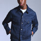 Men's Solid Dark Blue Trucker Jacket - Styleshot View