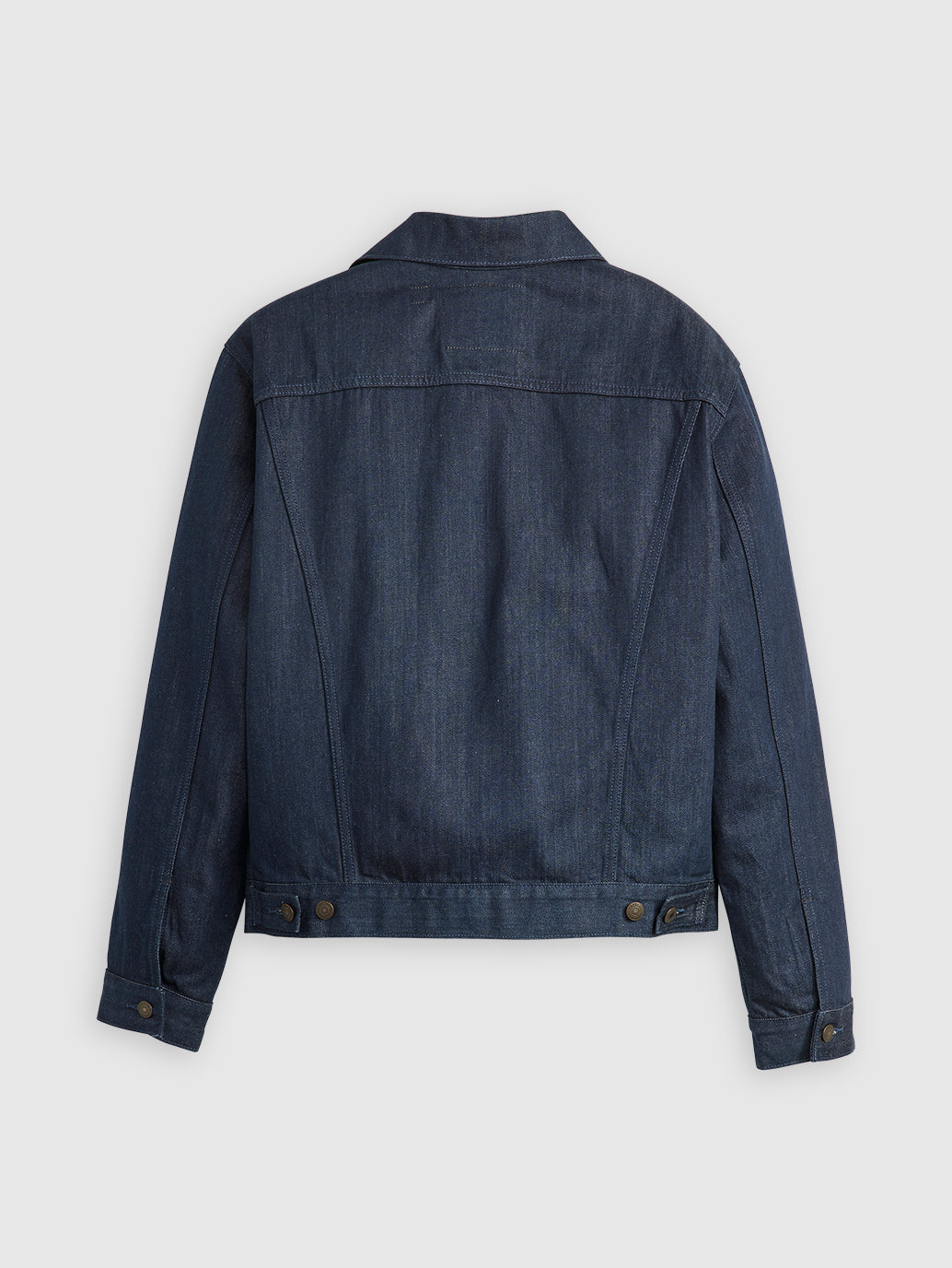 Men's Solid Dark Blue Trucker Jacket - FlatLay1 View