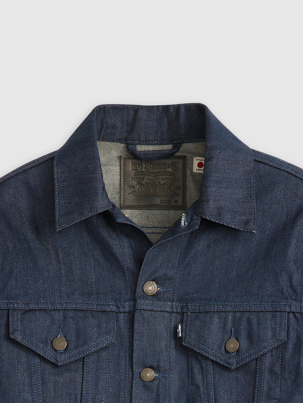 Men's Solid Dark Blue Trucker Jacket - Detail1 View