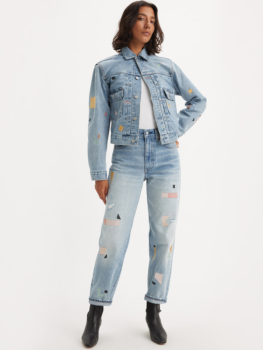 Women's Blue Loose Fit Mid Rise Jeans