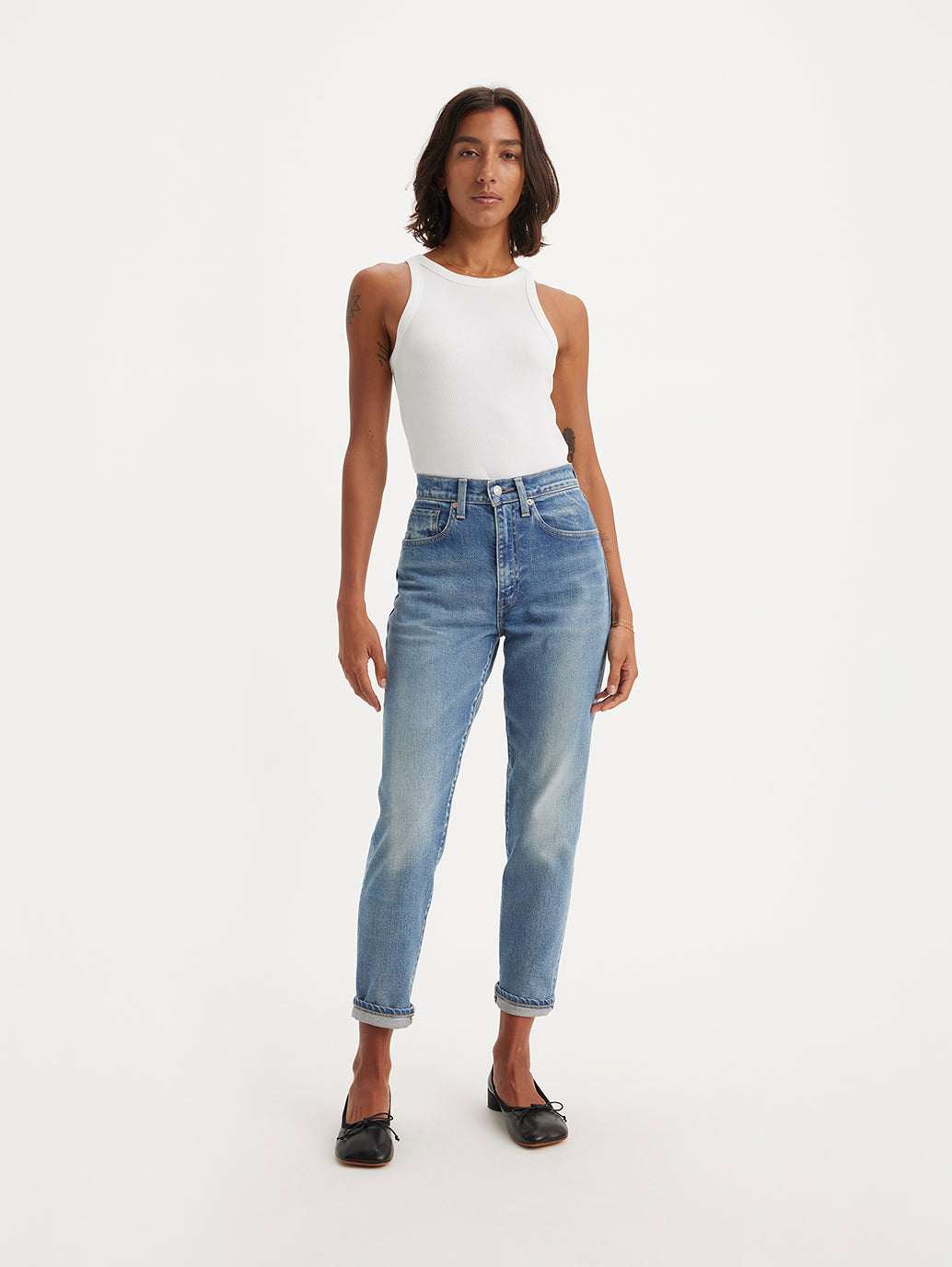Wide Leg Myntra White Jeans High Waisted Mom Jeans Myntra Women's