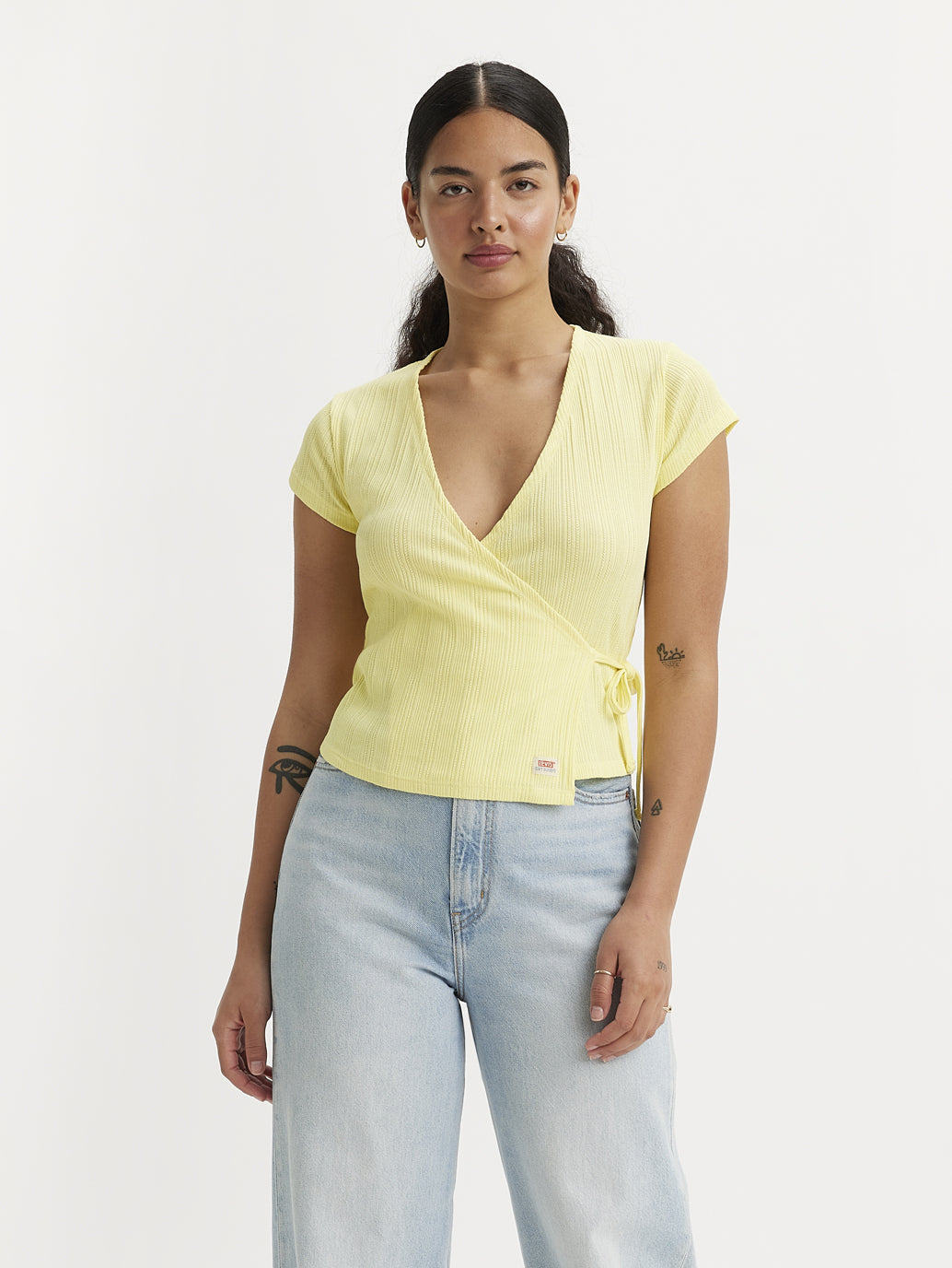 Women's Textured V Neck Top