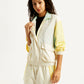 Women's Colorblock White High Neck Jacket