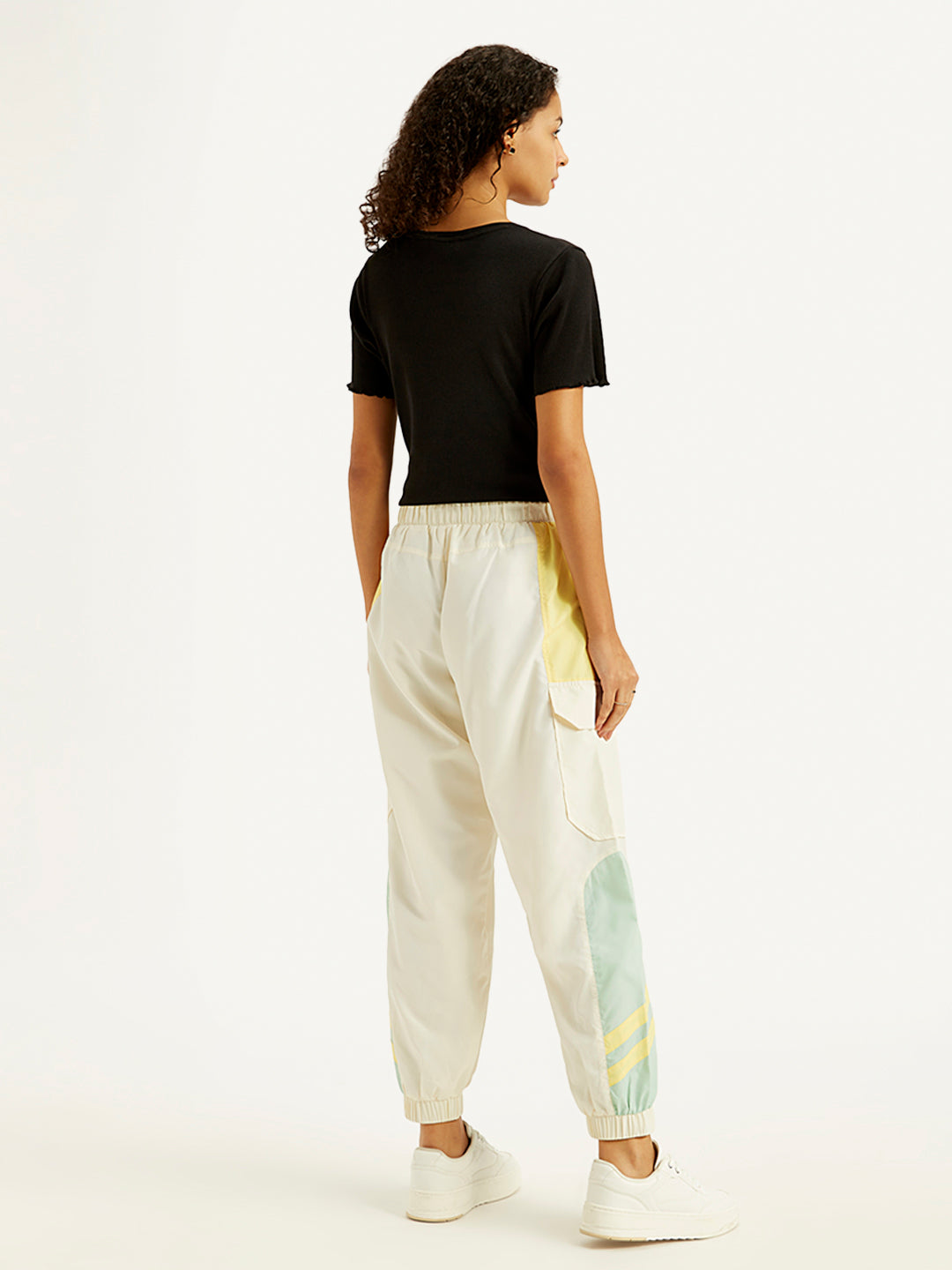 Women's Mid Rise White Track Pants
