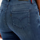 Women's Redloop 725 Navy Blue Flared Fit High Rise Jeans - Detail View