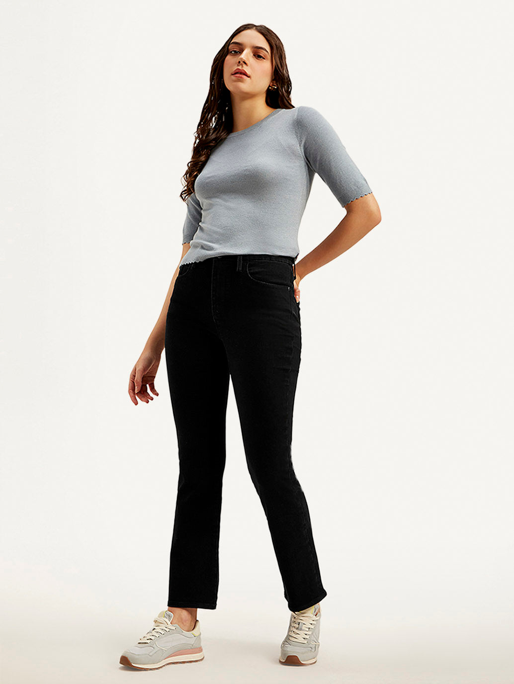 Women's Redloop 725 Black Flared Fit High Rise Jeans