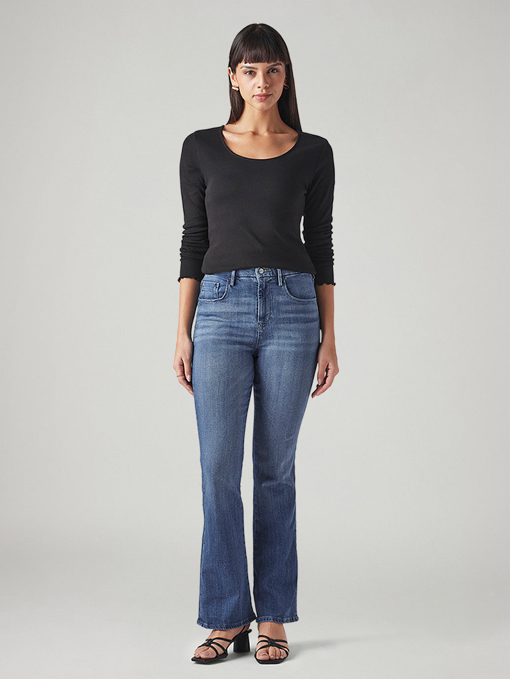 Women's 725 Blue Bootcut Fit High Rise Redloop Jeans - Front View