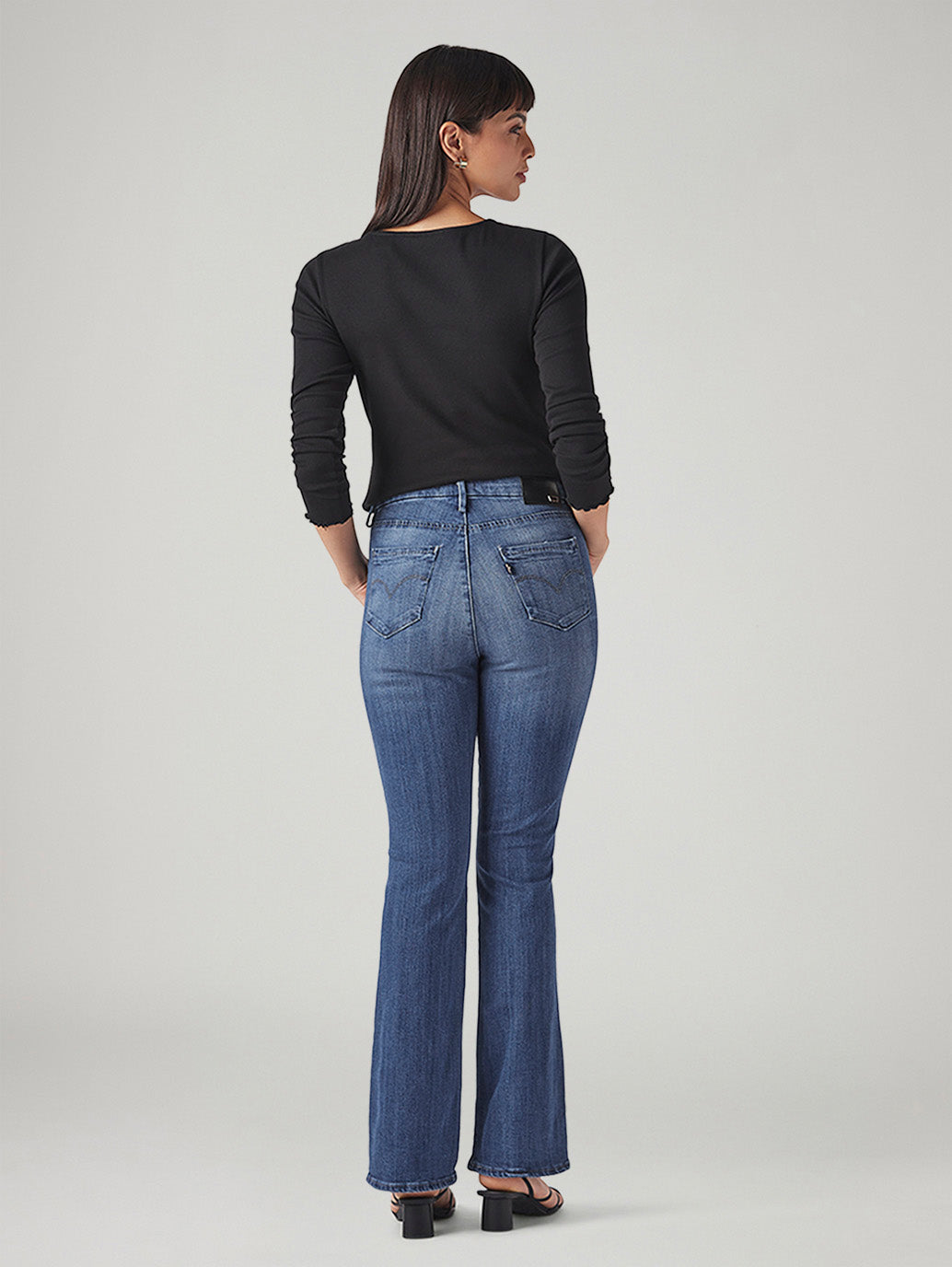Women's 725 Blue Bootcut Fit High Rise Redloop Jeans - Back View