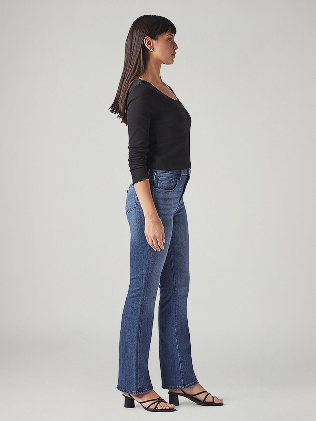 Women's 725 Blue Bootcut Fit High Rise Redloop Jeans - Side View