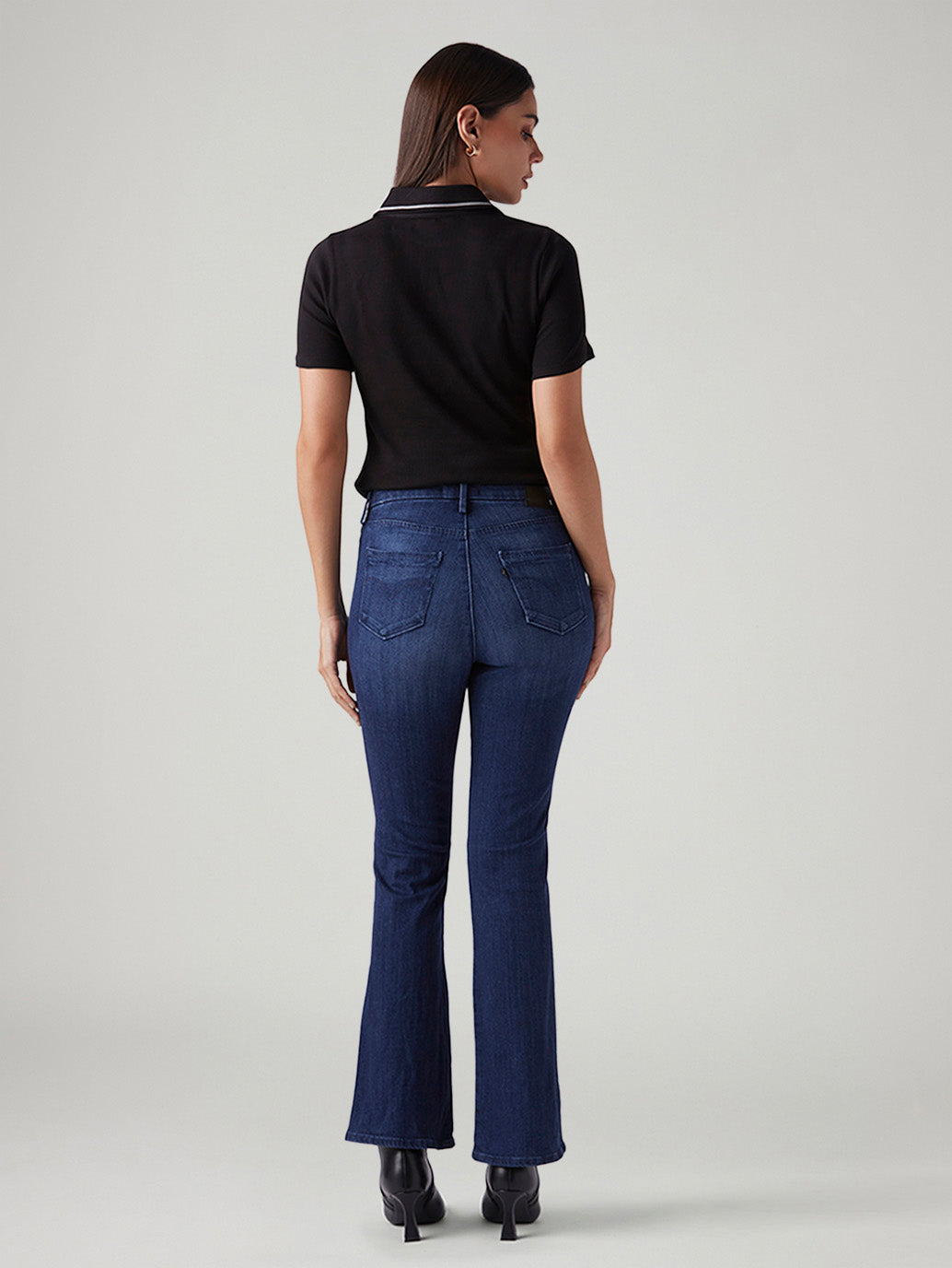 Women's 725 Blue Bootcut Fit High Rise Redloop Jeans - Back View