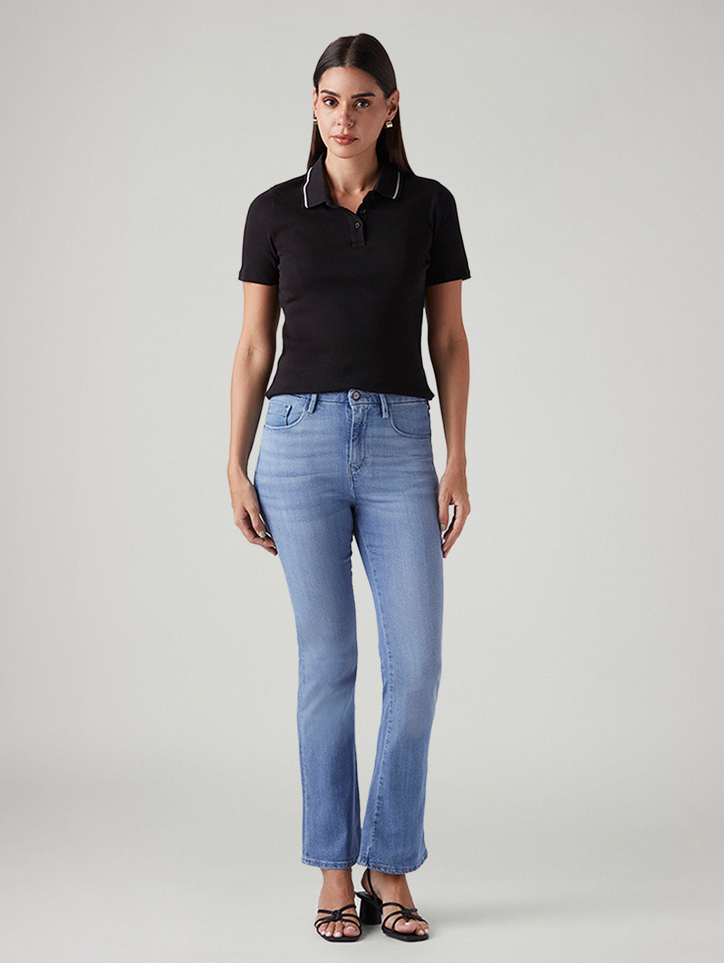 Women's 725 Light Blue Bootcut Fit High Rise Redloop Jeans - Front View