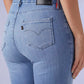 Women's 725 Light Blue Bootcut Fit High Rise Redloop Jeans - Detail View