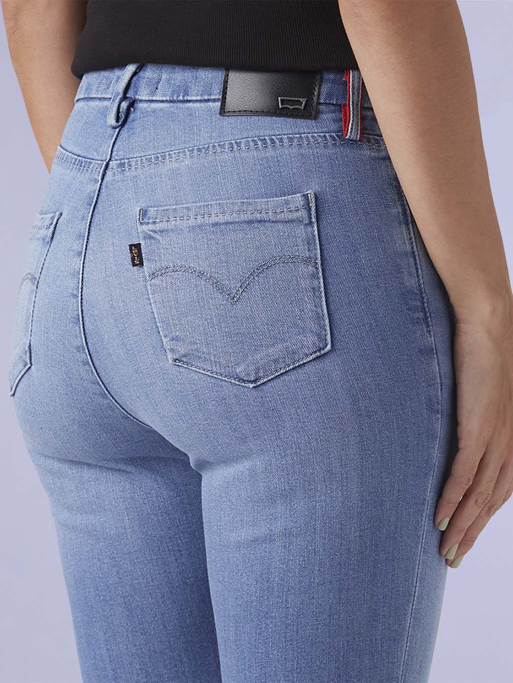 Women's 725 Light Blue Bootcut Fit High Rise Redloop Jeans - Detail View