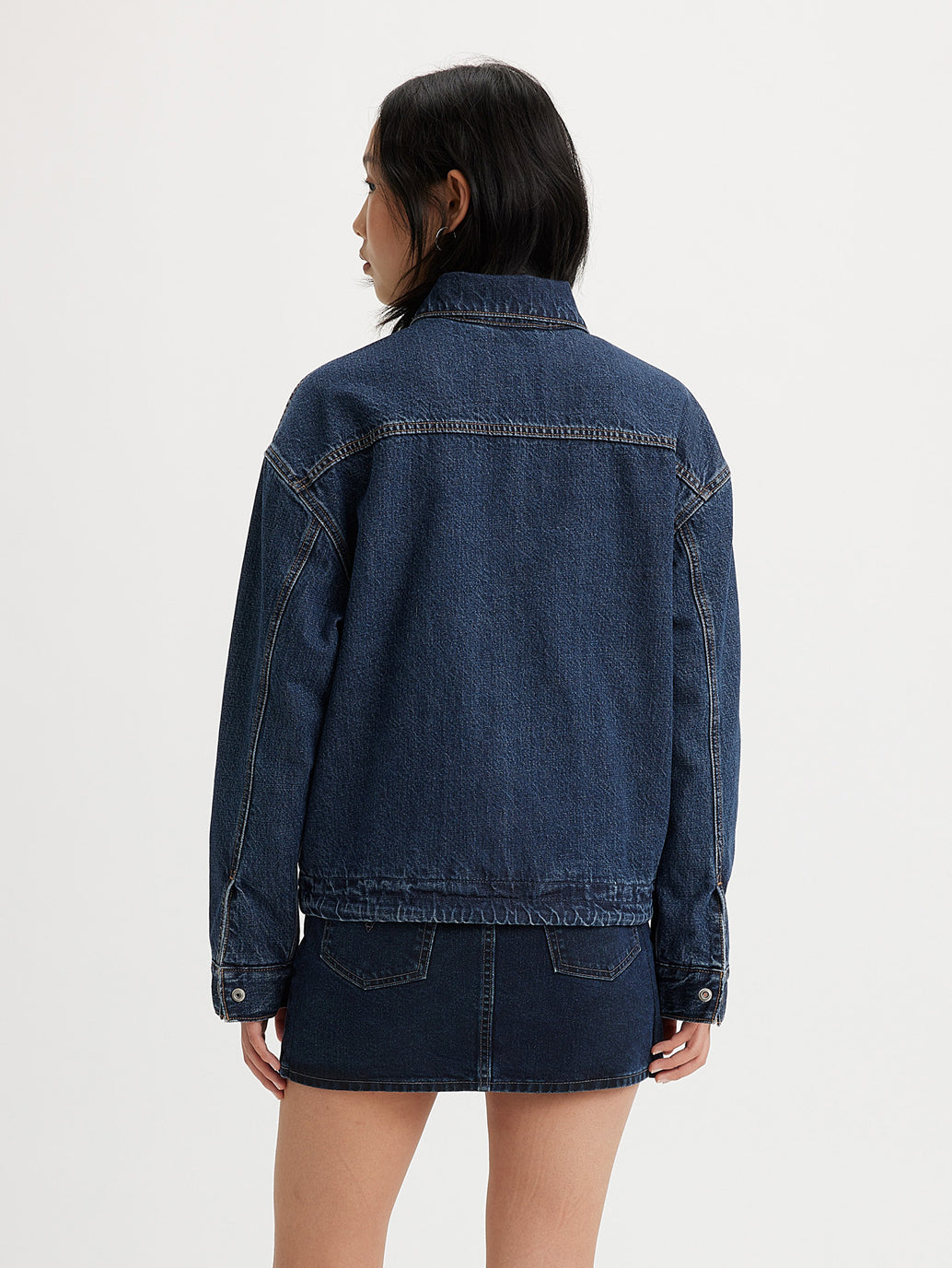 Women's Solid Spread Collar Denim Jacket