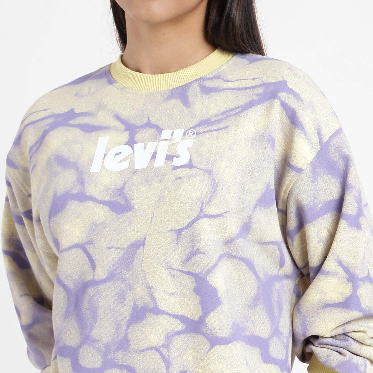 Women's Abstract Yellow Crew Neck Sweatshirt