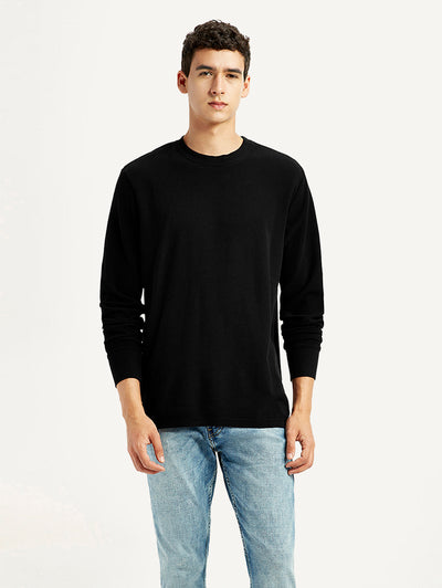 Men's Solid Black Crew Neck T-shirt