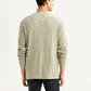 Men's Solid Beige Crew Neck Sweatshirt - Back View