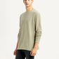 Men's Solid Beige Crew Neck Sweatshirt - Side View