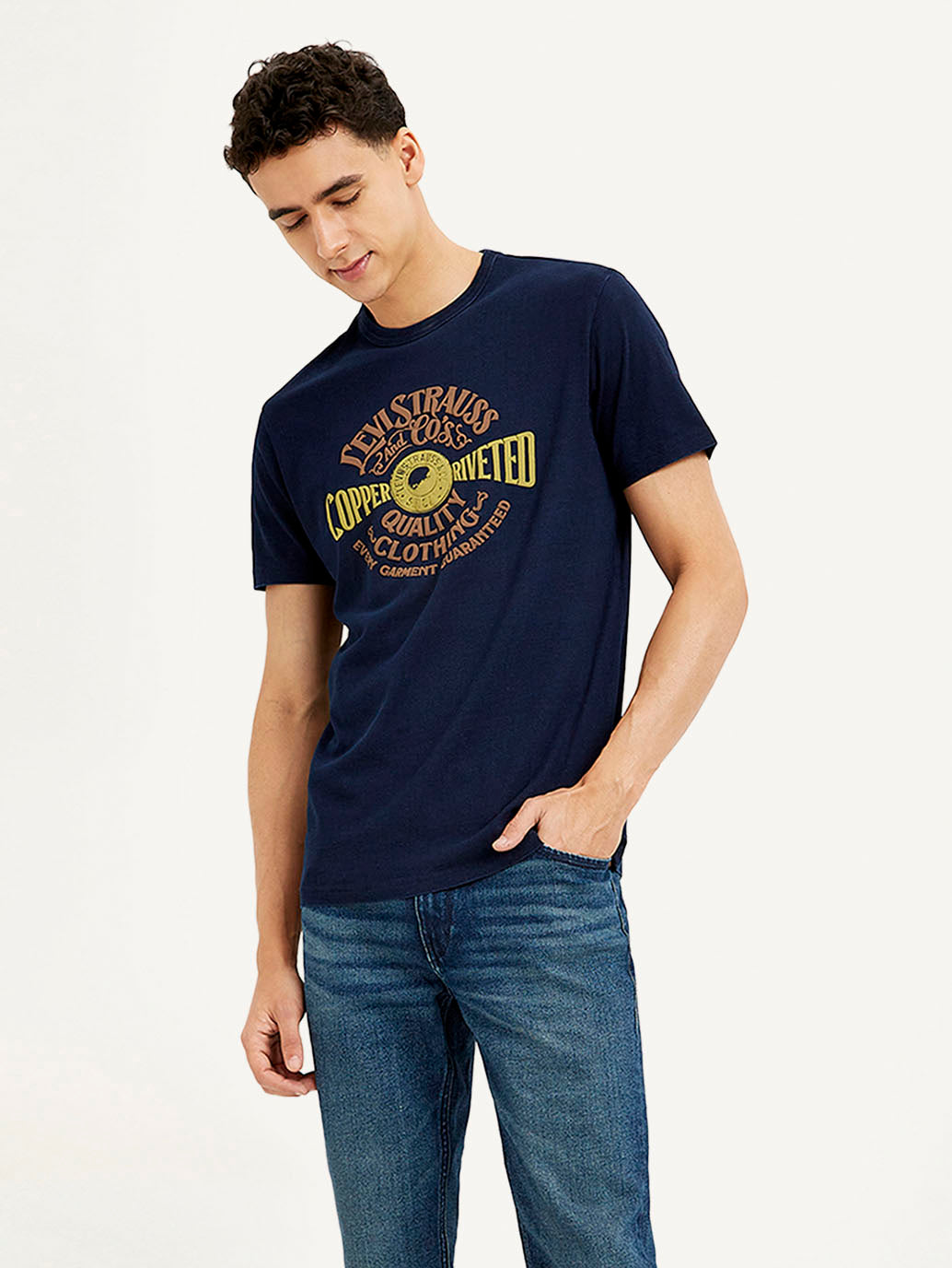 Men's Typographic Print Slim Fit T-shirt - Styleshot View